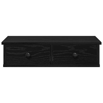 Wall Shelf with Drawers Black 60x25x15 cm Engineered Wood