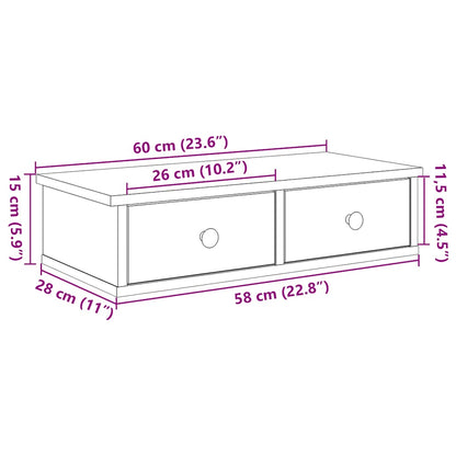 Wall Shelf with Drawers Black 60x25x15 cm Engineered Wood