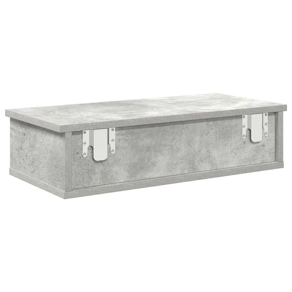 Wall Shelf with Drawers Concrete Grey 60x25x15 cm Engineered Wood