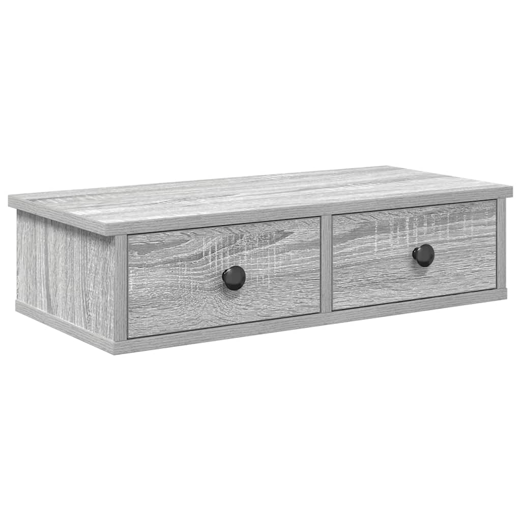 Wall Shelf with Drawers Grey Sonoma 60x25x15 cm Engineered Wood