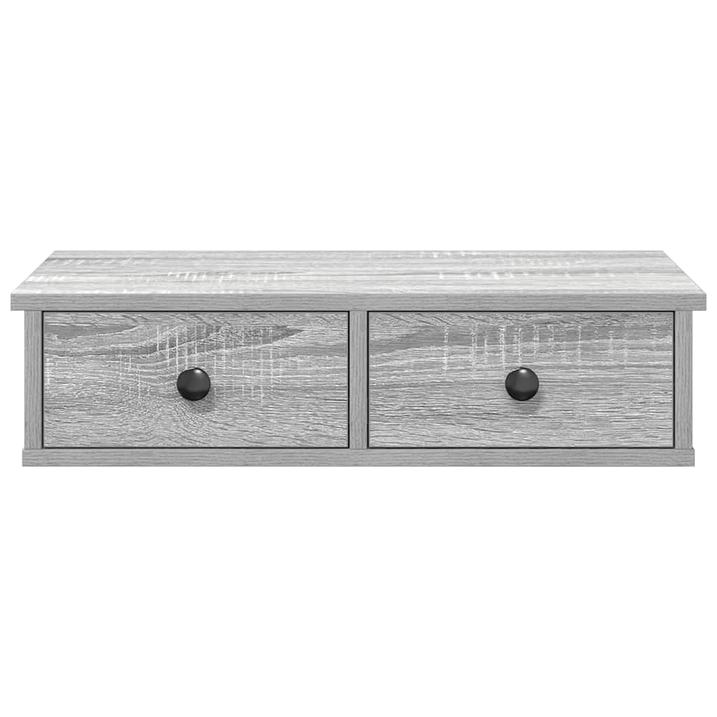 Wall Shelf with Drawers Grey Sonoma 60x25x15 cm Engineered Wood