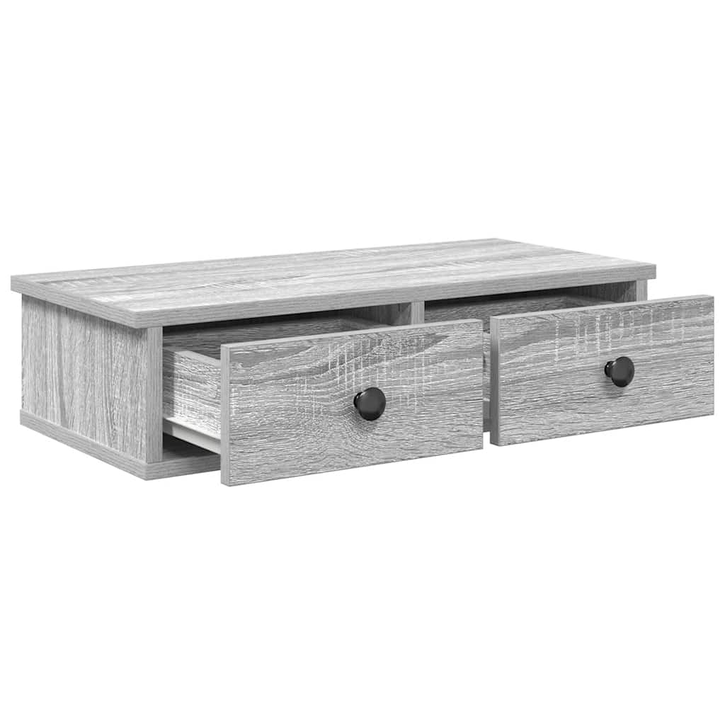 Wall Shelf with Drawers Grey Sonoma 60x25x15 cm Engineered Wood