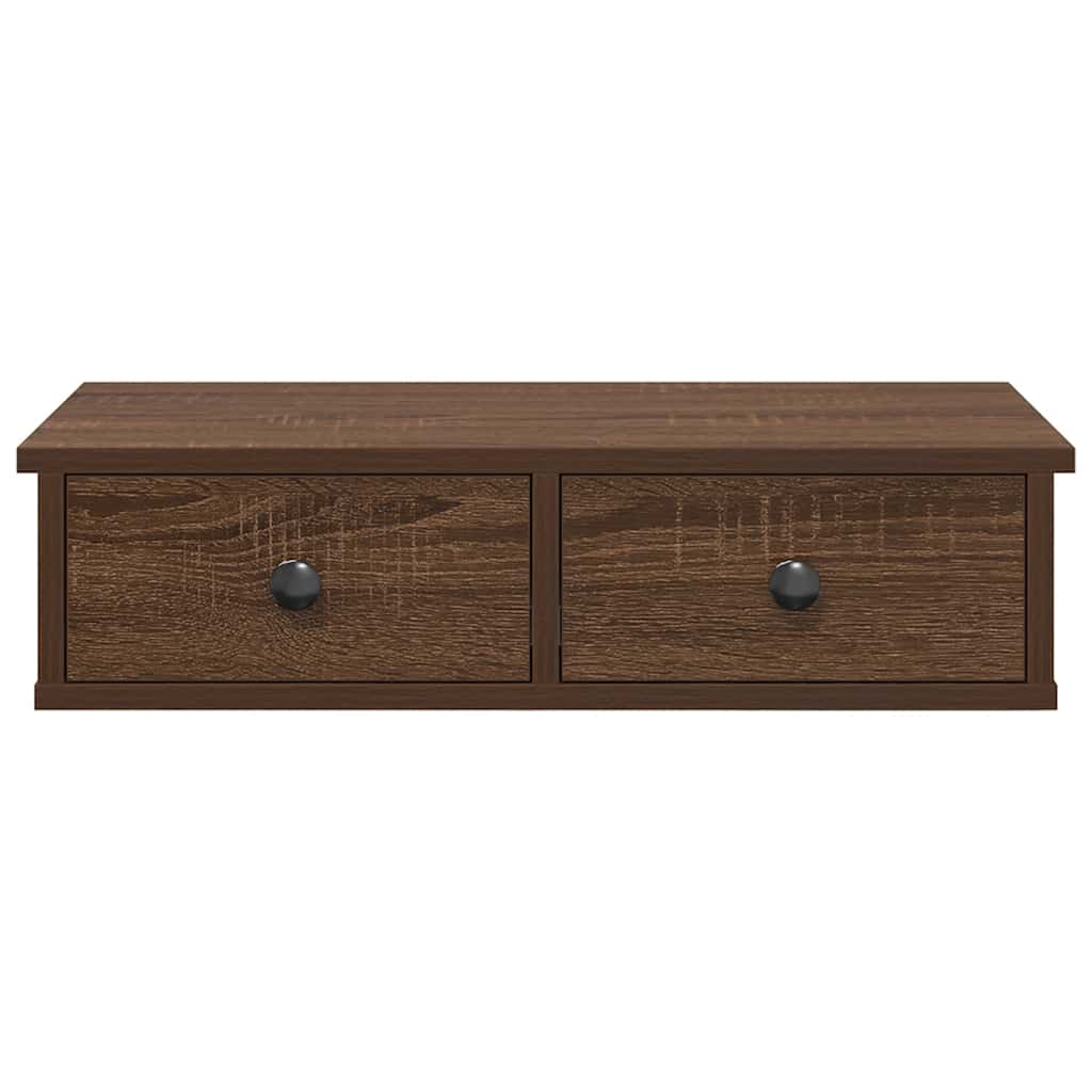 Wall Shelf with Drawers Brown Oak 60x25x15 cm Engineered Wood