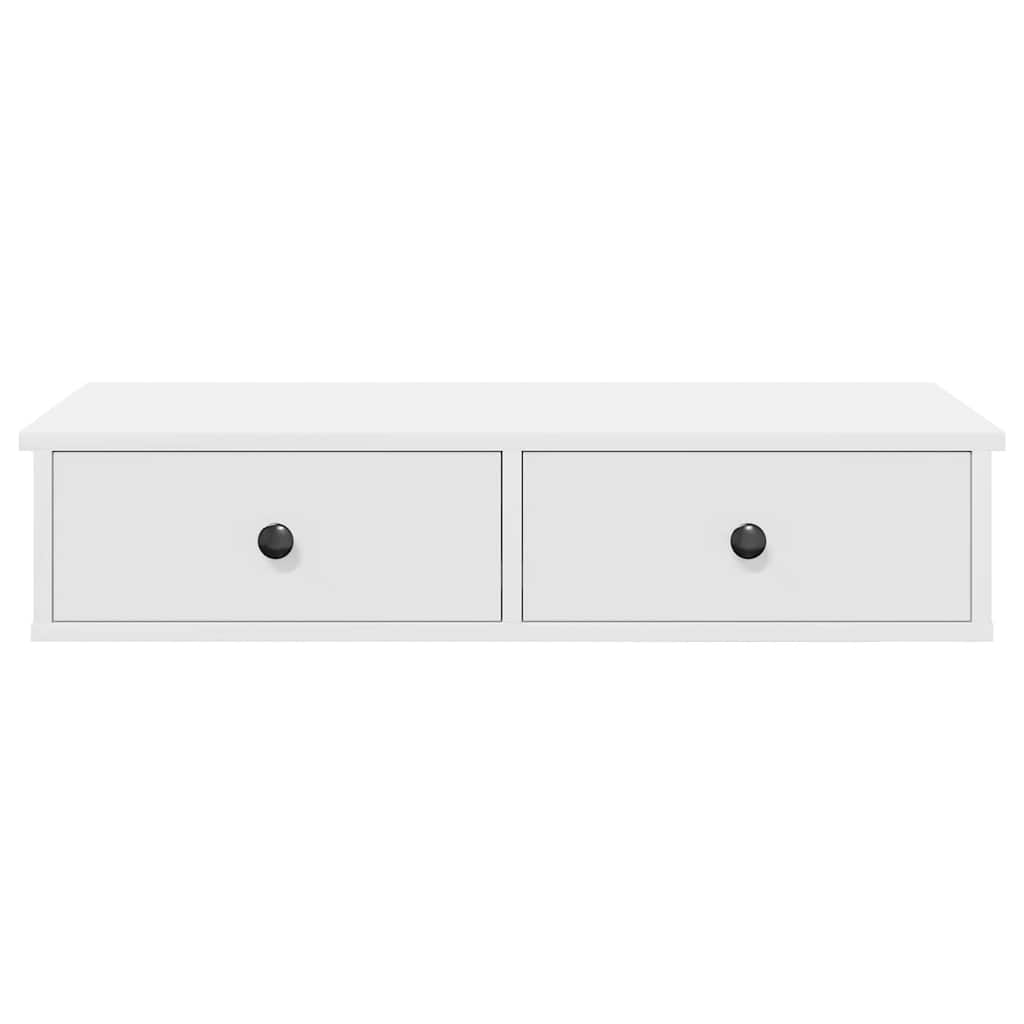 Wall Shelf with Drawers White 80x31x17 cm Engineered Wood