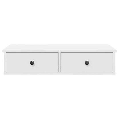 Wall Shelf with Drawers White 80x31x17 cm Engineered Wood