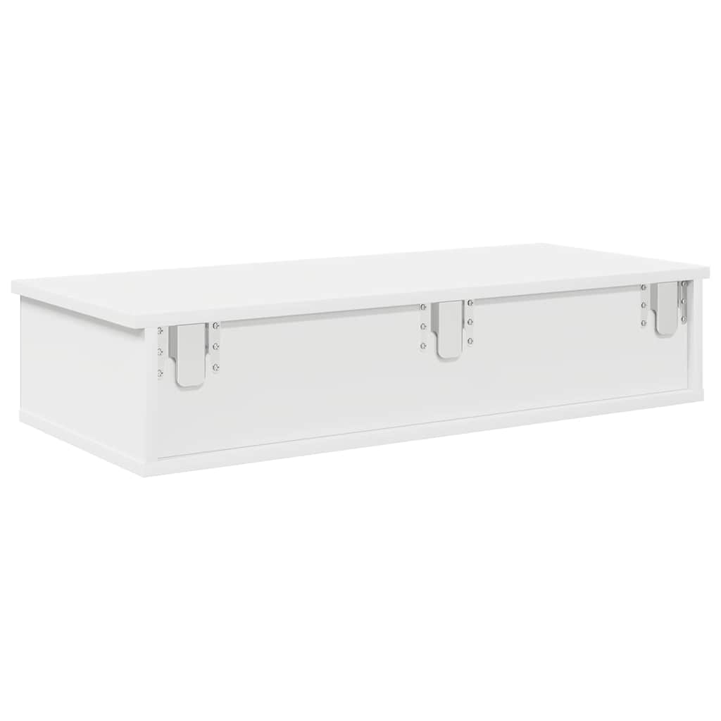 Wall Shelf with Drawers White 80x31x17 cm Engineered Wood