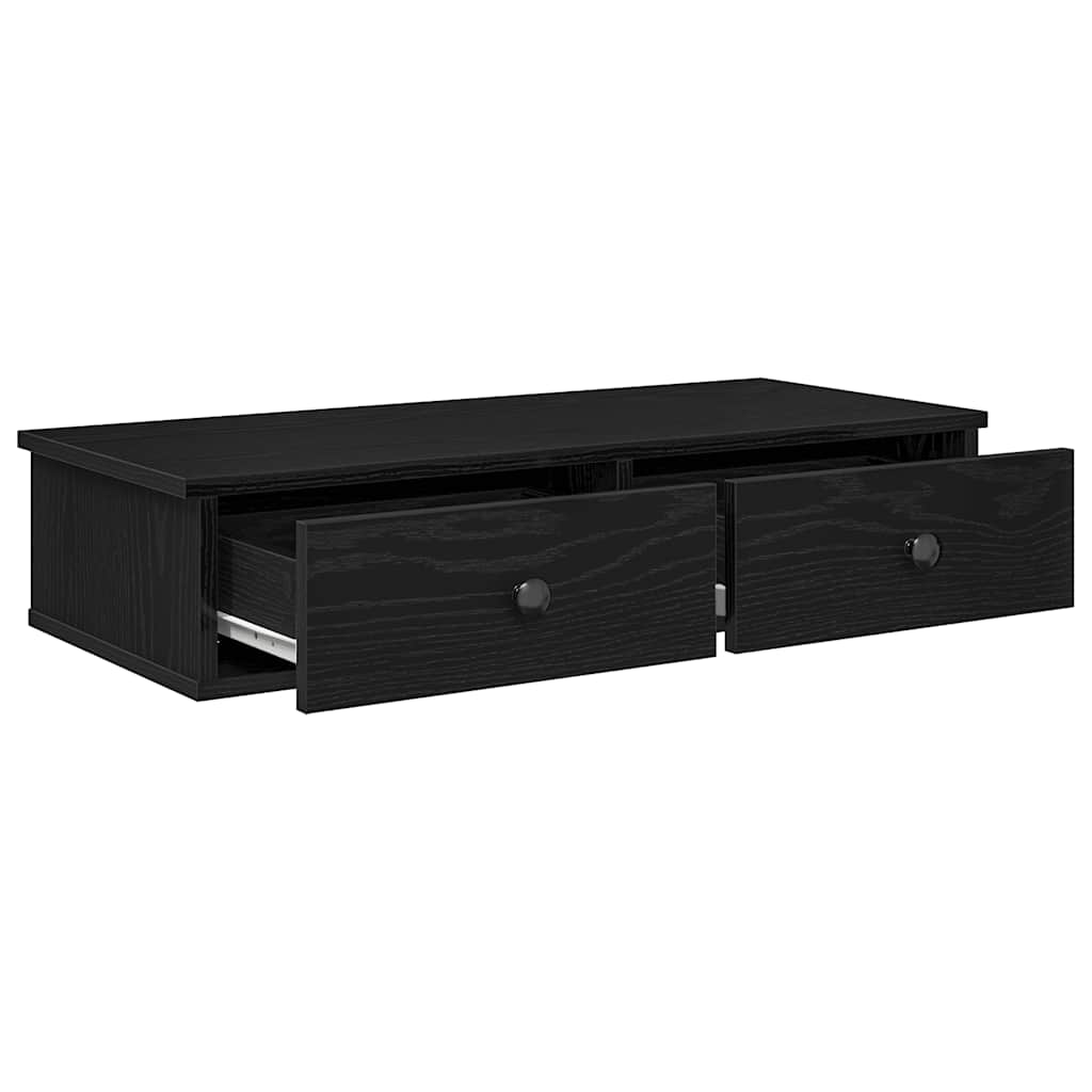 Wall Shelf with Drawers Black 80x31x17 cm Engineered Wood