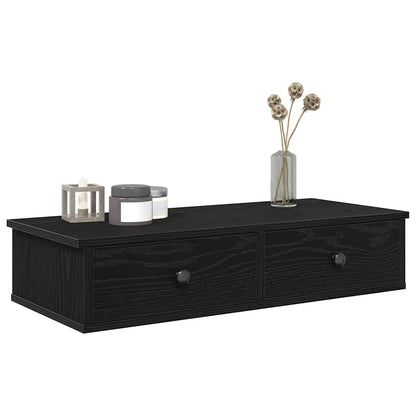 Wall Shelf with Drawers Black 80x31x17 cm Engineered Wood