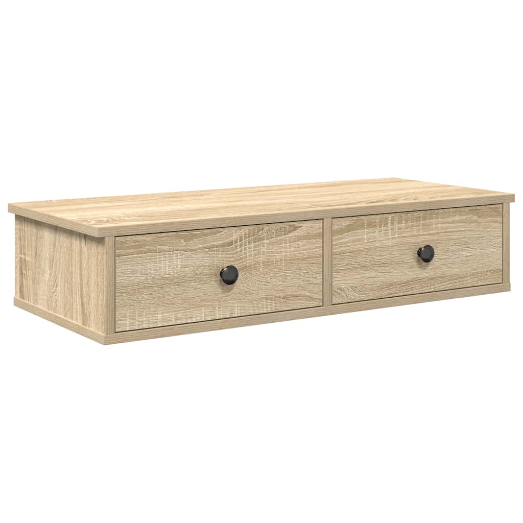 Wall Shelf with Drawers Sonoma Oak 80x31x17 cm Engineered Wood