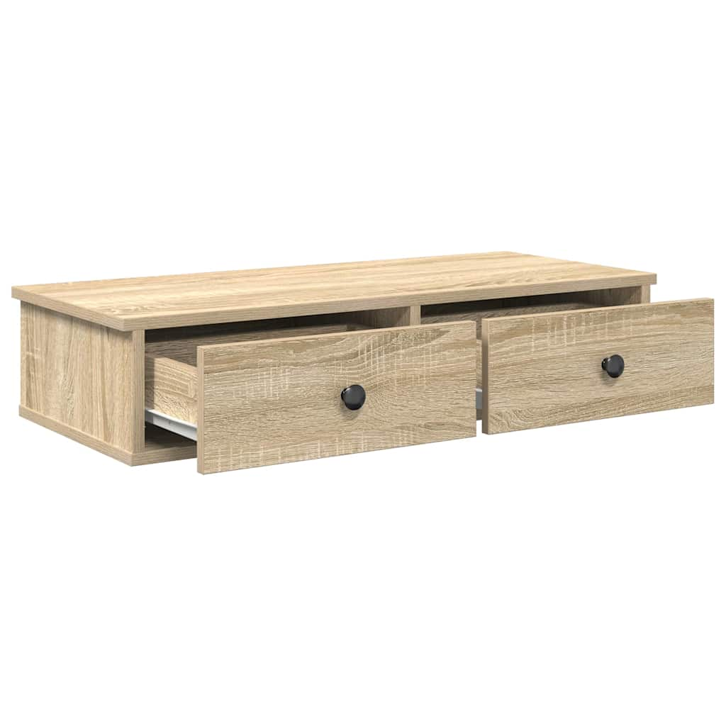 Wall Shelf with Drawers Sonoma Oak 80x31x17 cm Engineered Wood