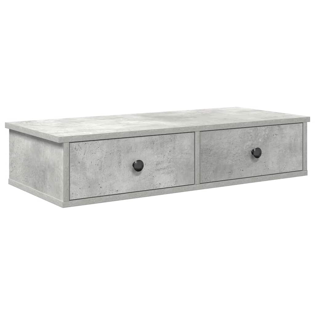 Wall Shelf with Drawers Concrete Grey 80x31x17 cm Engineered Wood