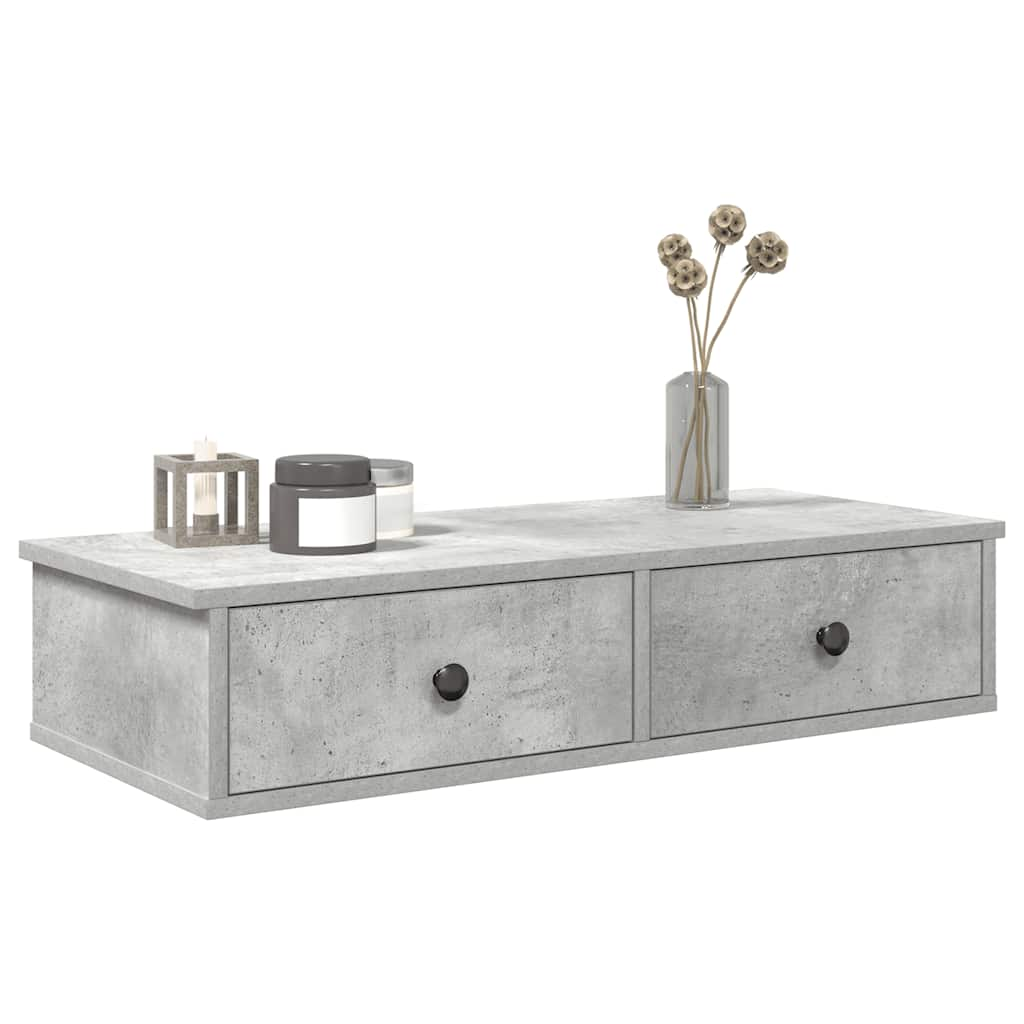 Wall Shelf with Drawers Concrete Grey 80x31x17 cm Engineered Wood