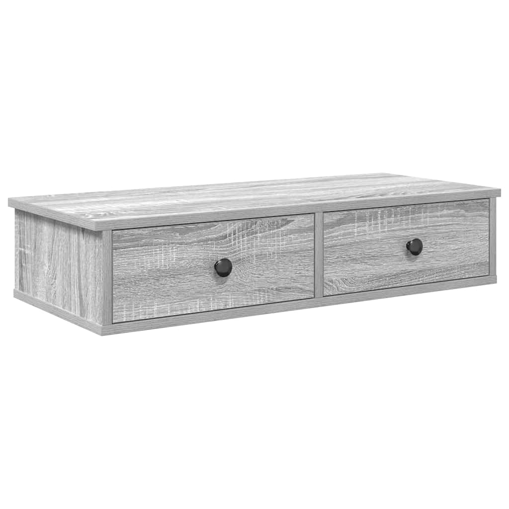 Wall Shelf with Drawers Grey Sonoma 80x31x17 cm Engineered Wood