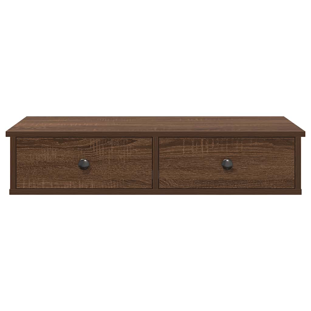 Wall Shelf with Drawers Brown Oak 80x31x17 cm Engineered Wood