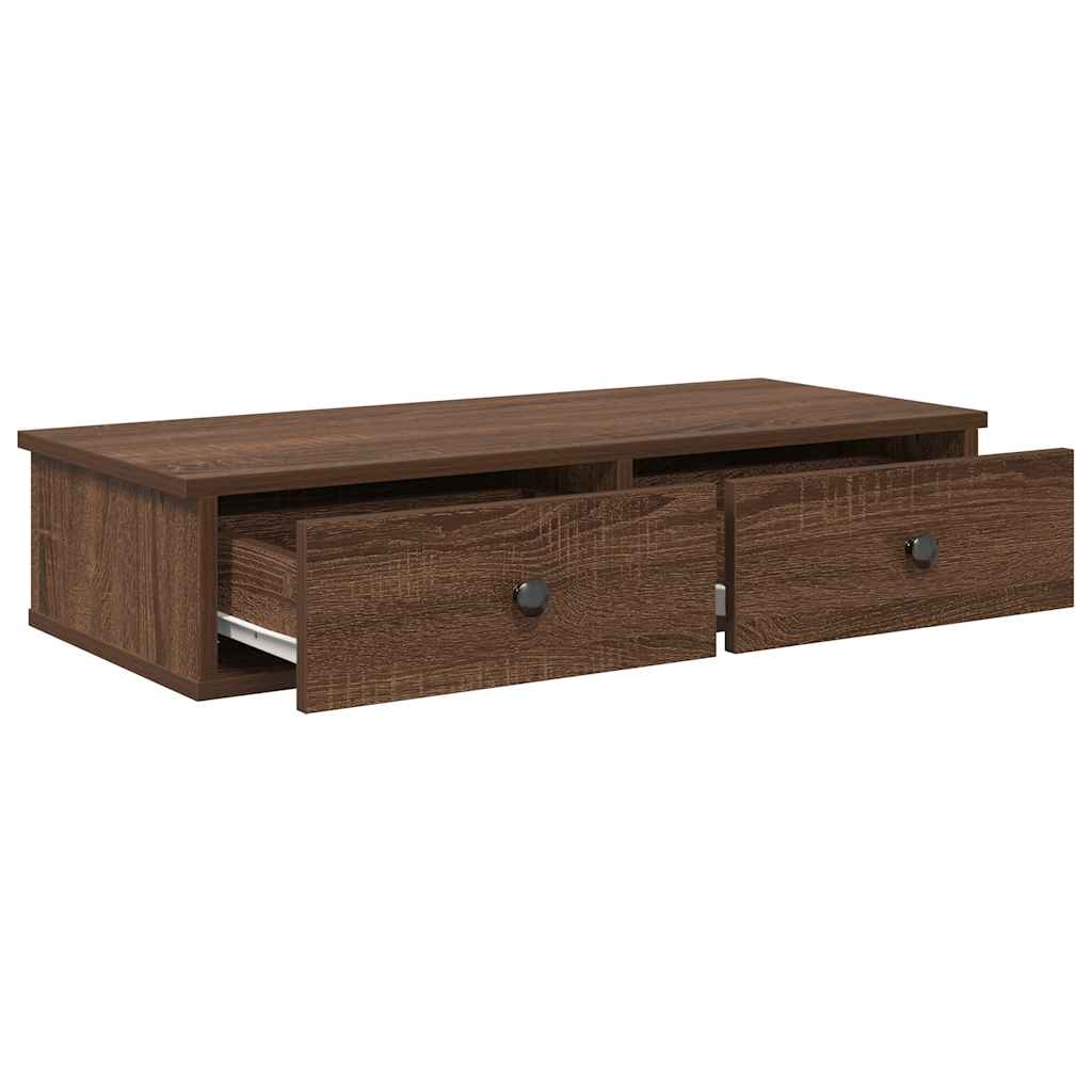 Wall Shelf with Drawers Brown Oak 80x31x17 cm Engineered Wood