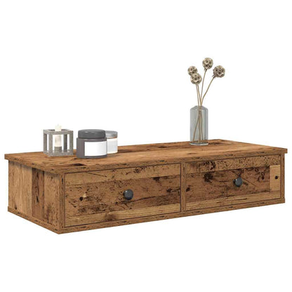 Wall Shelf with Drawers Old Wood 80x31x17 cm Engineered Wood