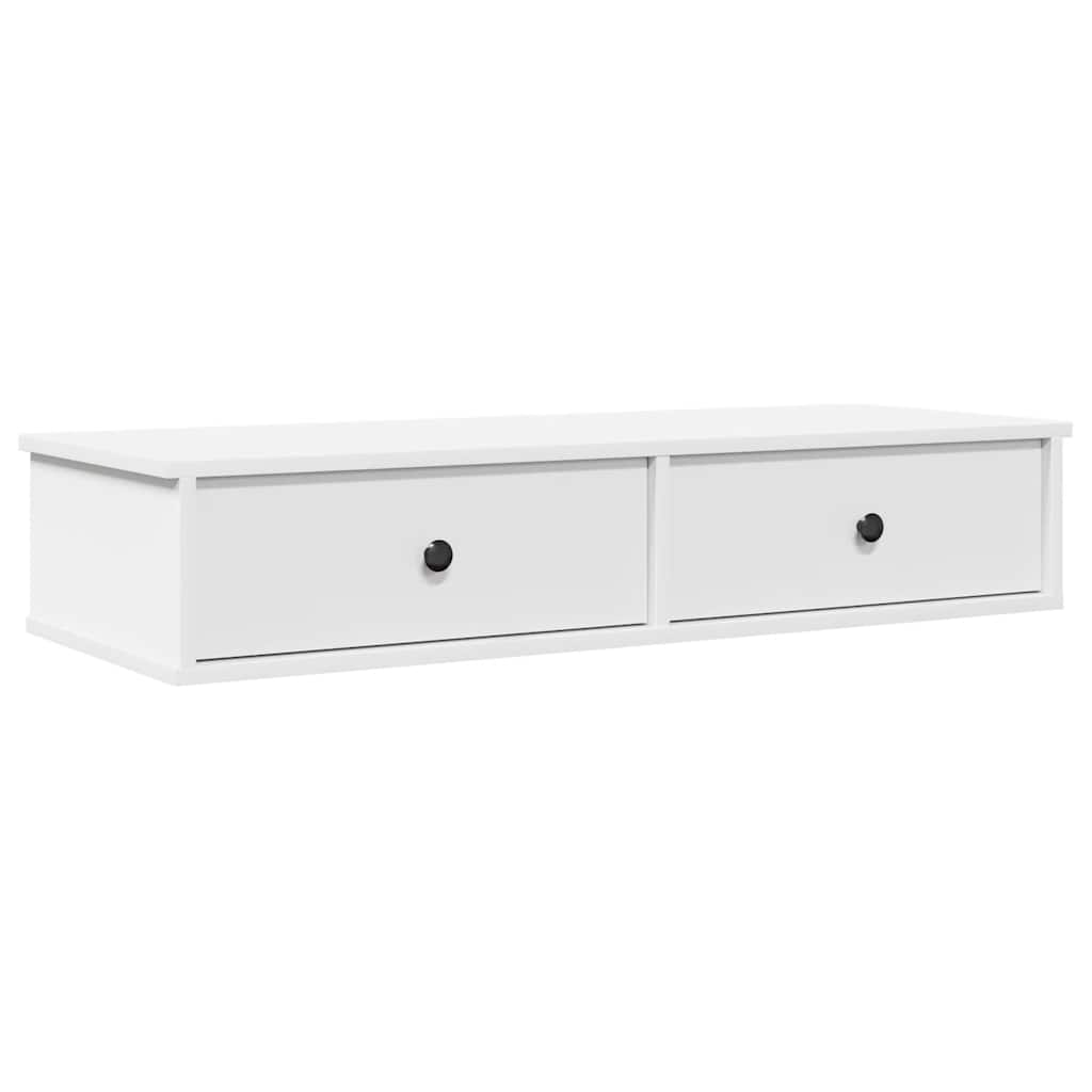 Wall Shelf with Drawers White 100x37.5x19 cm Engineered Wood