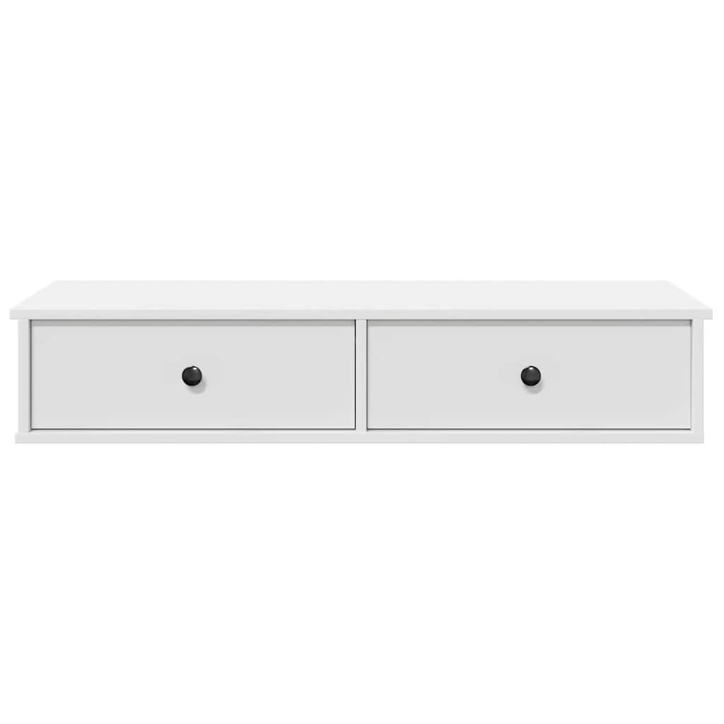 Wall Shelf with Drawers White 100x37.5x19 cm Engineered Wood