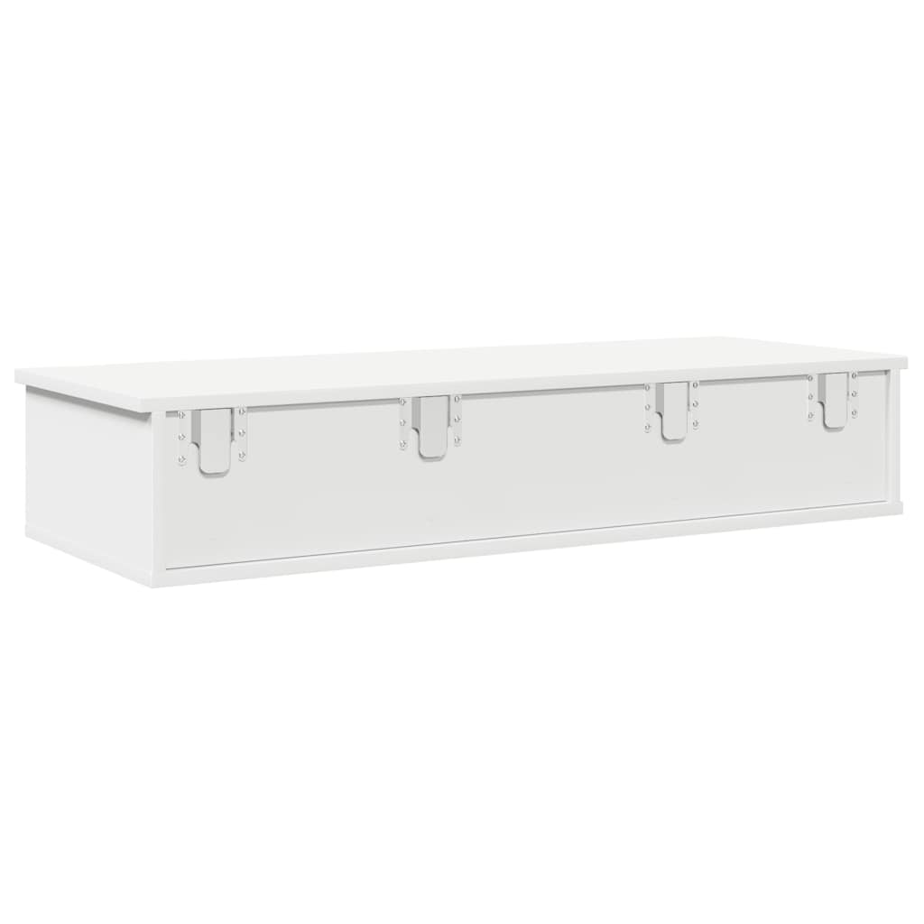 Wall Shelf with Drawers White 100x37.5x19 cm Engineered Wood