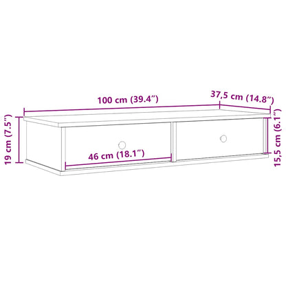 Wall Shelf with Drawers White 100x37.5x19 cm Engineered Wood