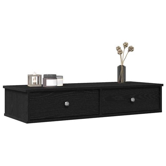 Wall Shelf with Drawers Black 100x37.5x19 cm Engineered Wood