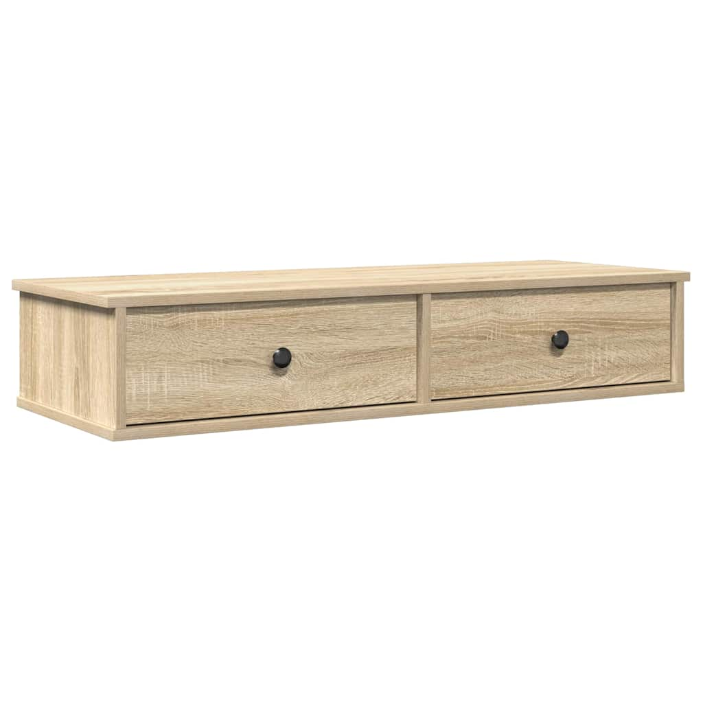 Wall Shelf with Drawers Sonoma Oak 100x37.5x19 cm Engineered Wood