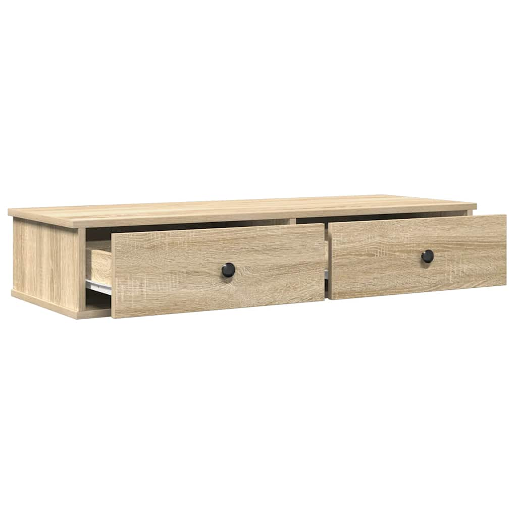 Wall Shelf with Drawers Sonoma Oak 100x37.5x19 cm Engineered Wood