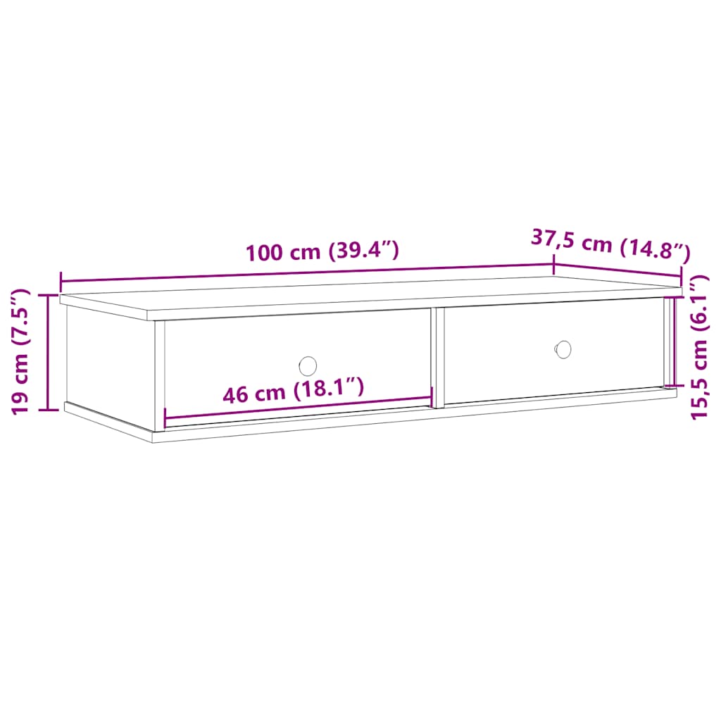 Wall Shelf with Drawers Sonoma Oak 100x37.5x19 cm Engineered Wood