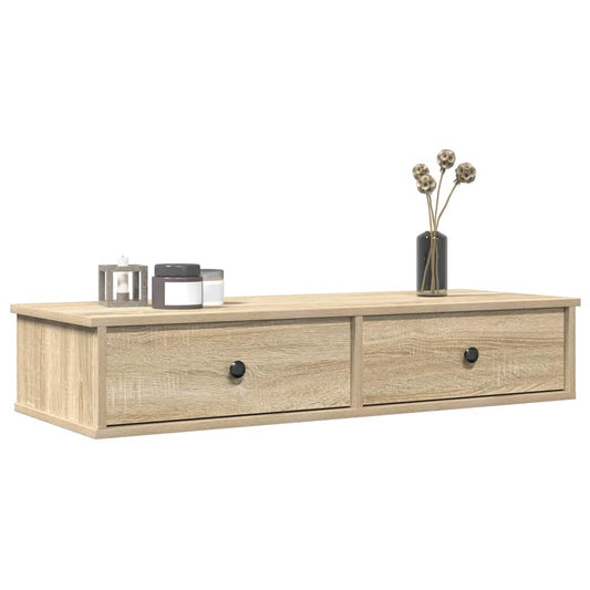 Wall Shelf with Drawers Sonoma Oak 100x37.5x19 cm Engineered Wood