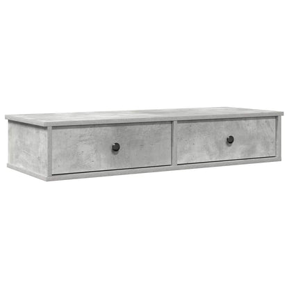 Wall Shelf with Drawers Concrete Grey 100x37.5x19 cm Engineered Wood