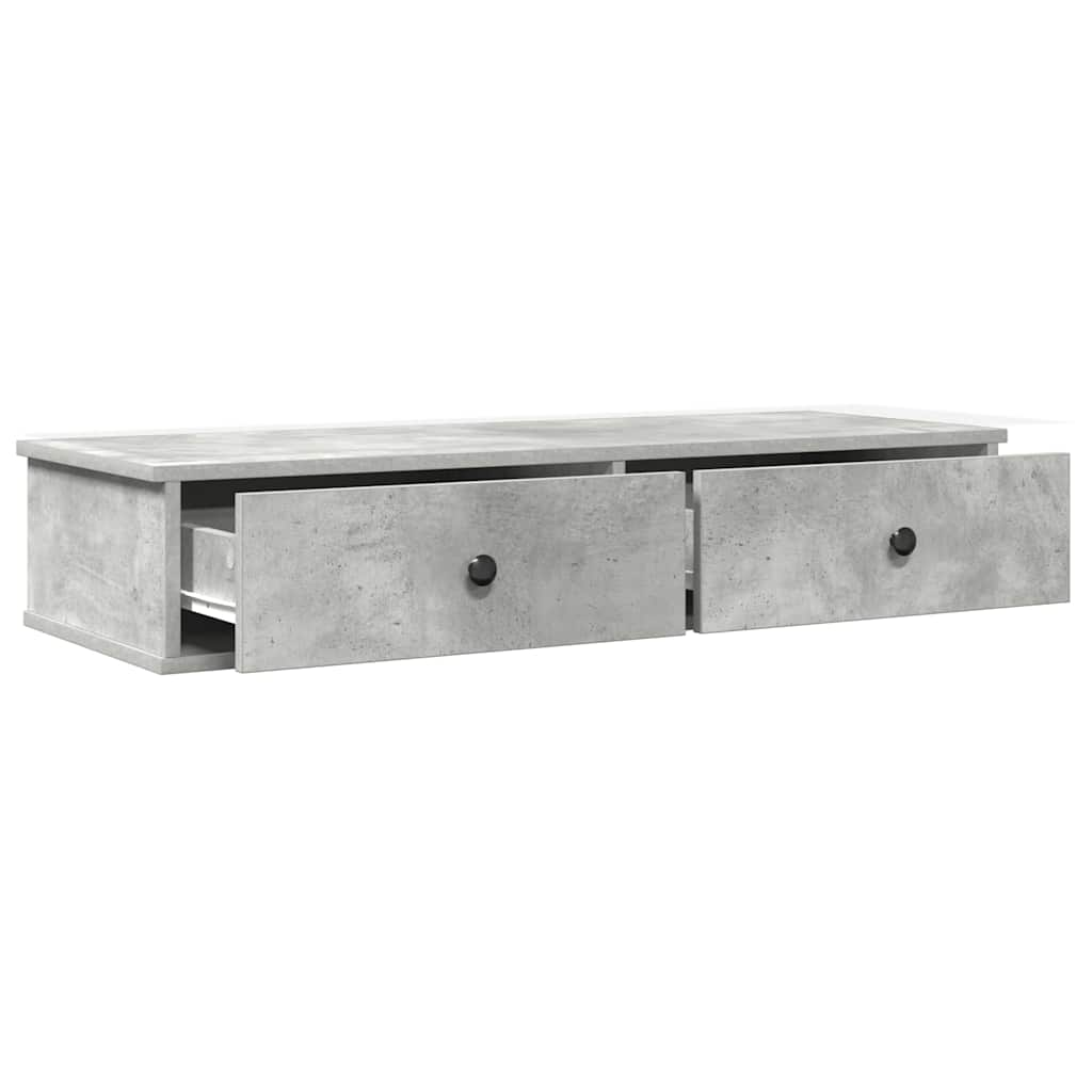 Wall Shelf with Drawers Concrete Grey 100x37.5x19 cm Engineered Wood