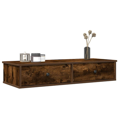 Wall Shelf with Drawers Smoked Oak 100x37.5x19 cm Engineered Wood