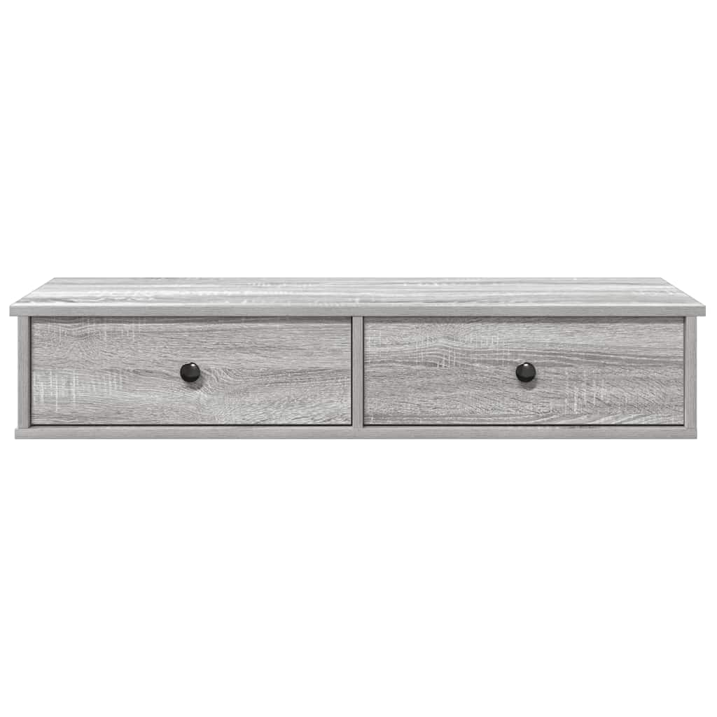 Wall Shelf with Drawers Grey Sonoma 100x37.5x19 cm Engineered Wood