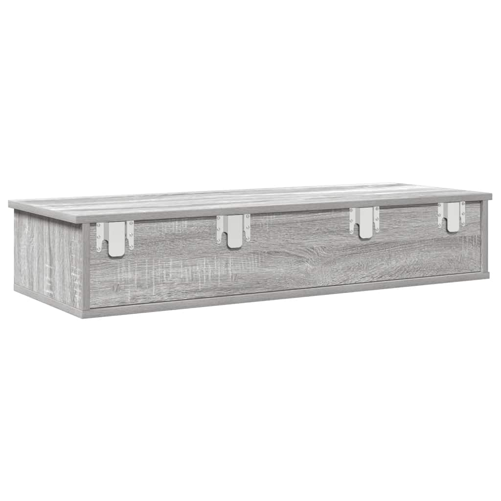 Wall Shelf with Drawers Grey Sonoma 100x37.5x19 cm Engineered Wood