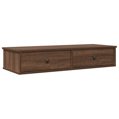 Wall Shelf with Drawers Brown Oak 100x37.5x19 cm Engineered Wood