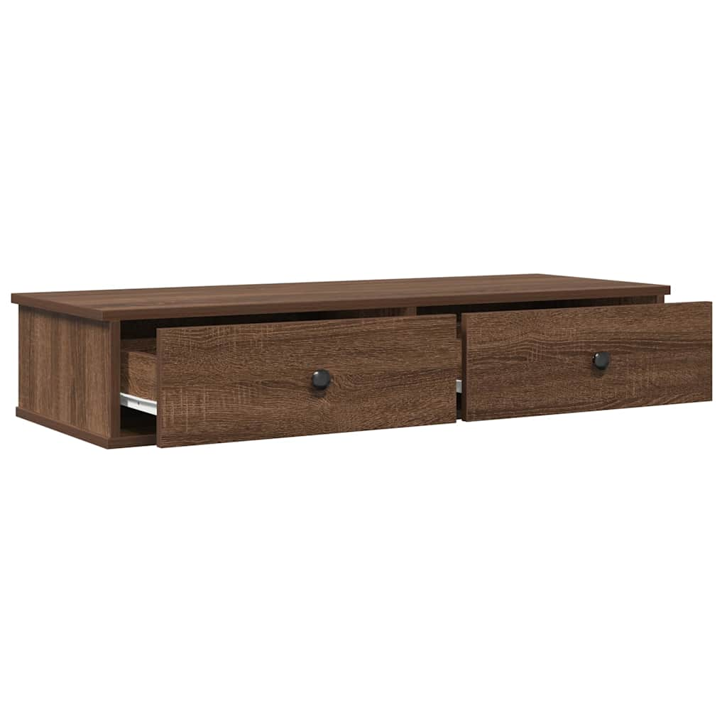 Wall Shelf with Drawers Brown Oak 100x37.5x19 cm Engineered Wood