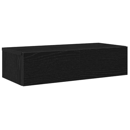 Wall Shelf with Drawers Black 60x26.5x15 cm Engineered Wood