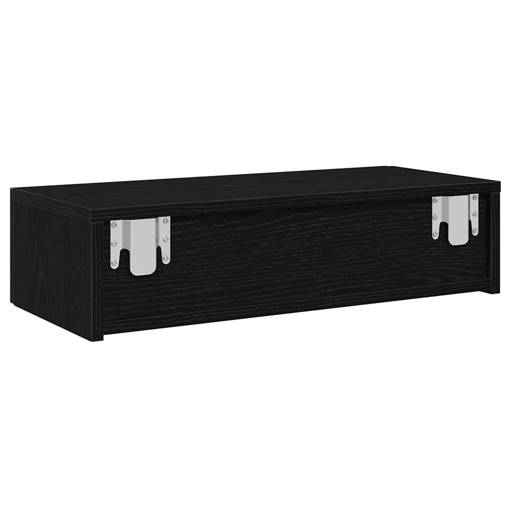 Wall Shelf with Drawers Black 60x26.5x15 cm Engineered Wood