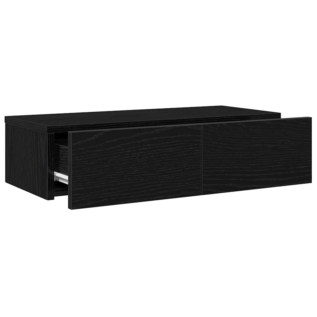 Wall Shelf with Drawers Black 60x26.5x15 cm Engineered Wood