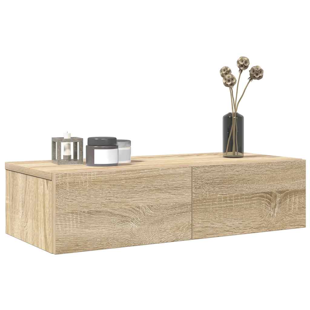 Wall Shelf with Drawers Sonoma Oak 60x26.5x15 cm Engineered Wood