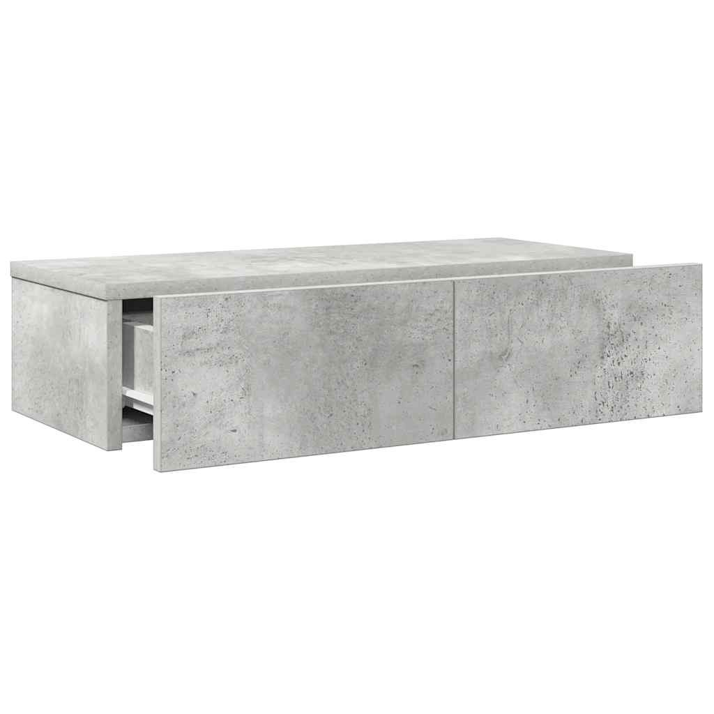 Wall Shelf with Drawers Concrete Grey 60x26.5x15 cm Engineered Wood