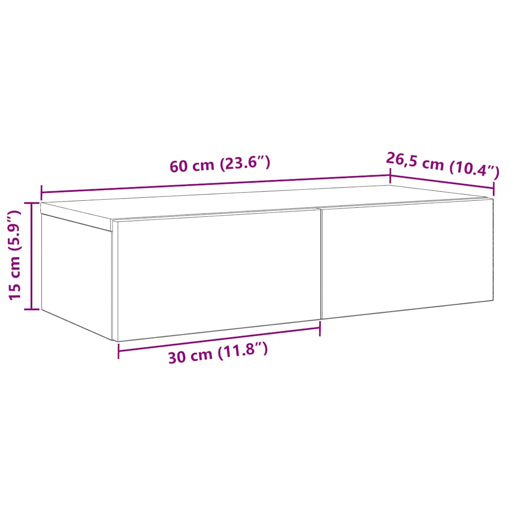 Wall Shelf with Drawers Concrete Grey 60x26.5x15 cm Engineered Wood