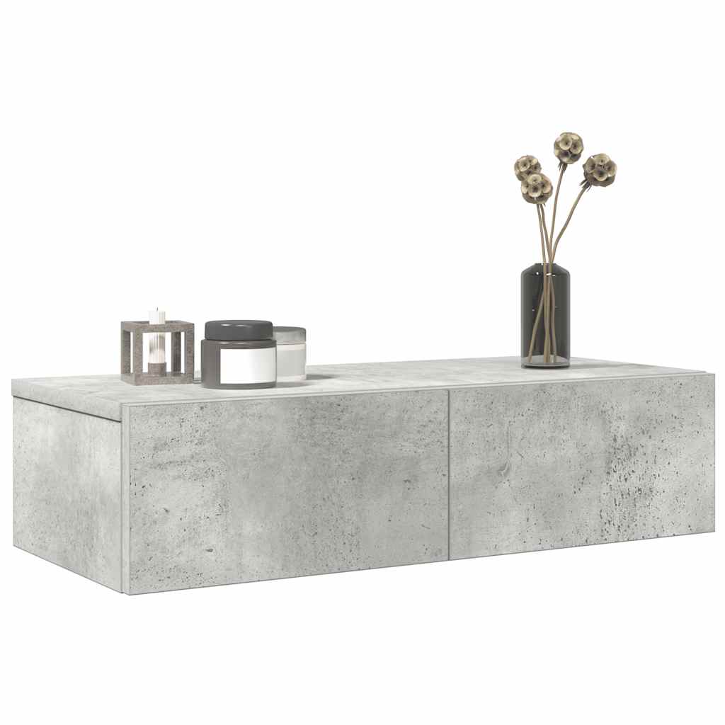 Wall Shelf with Drawers Concrete Grey 60x26.5x15 cm Engineered Wood