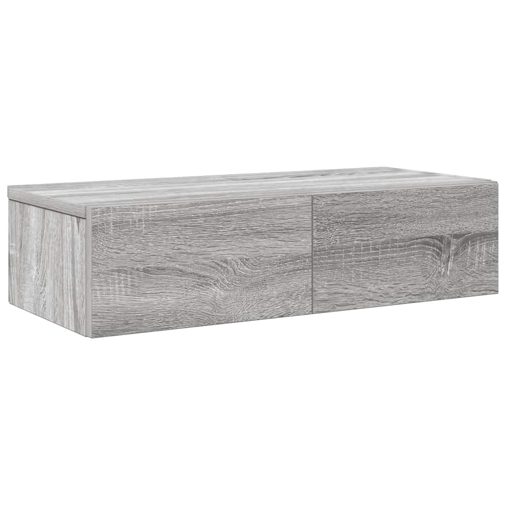 Wall Shelf with Drawers Grey Sonoma 60x26.5x15 cm Engineered Wood