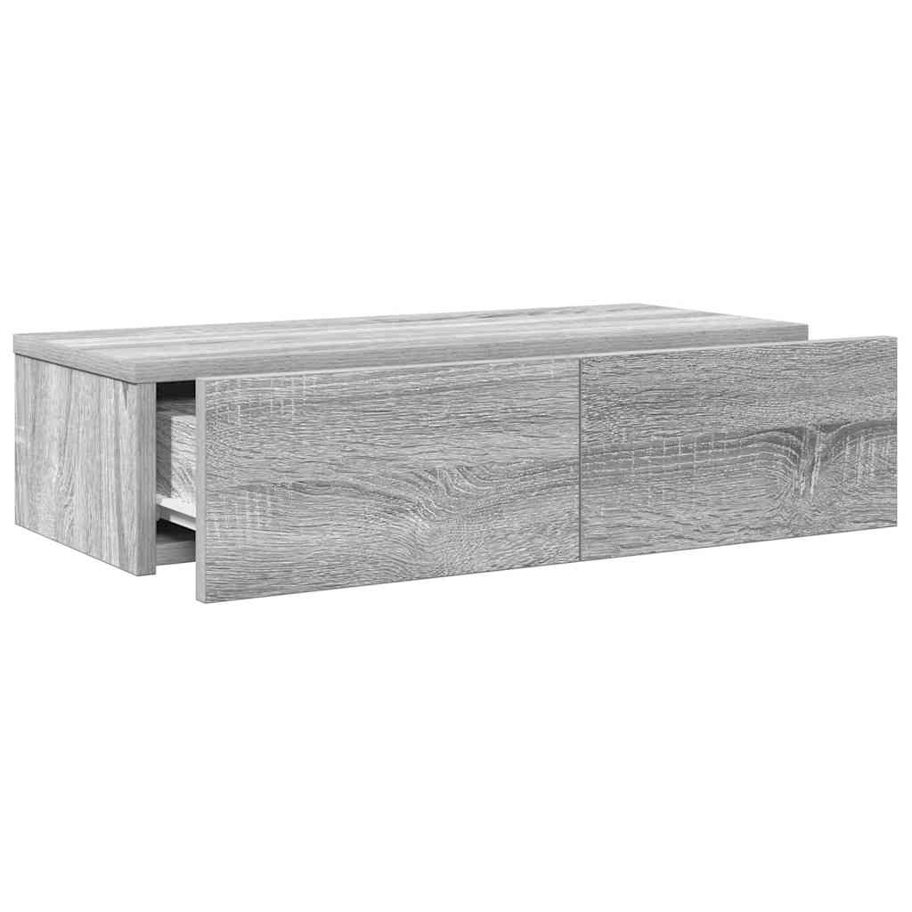 Wall Shelf with Drawers Grey Sonoma 60x26.5x15 cm Engineered Wood