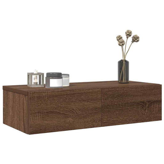 Wall Shelf with Drawers Brown Oak 60x26.5x15 cm Engineered Wood