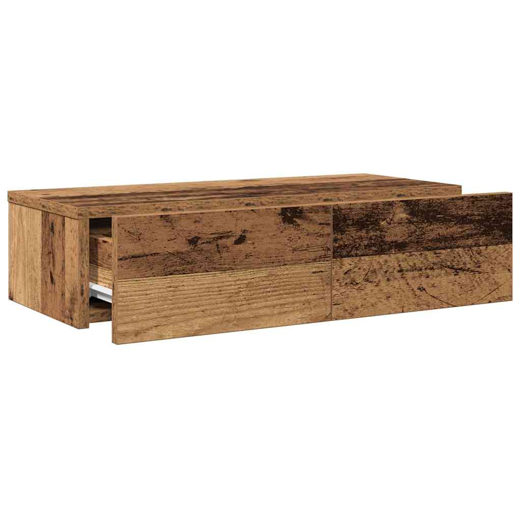 Wall Shelf with Drawers Old Wood 60x26.5x15 cm Engineered Wood