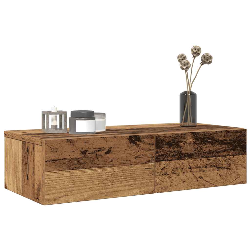 Wall Shelf with Drawers Old Wood 60x26.5x15 cm Engineered Wood