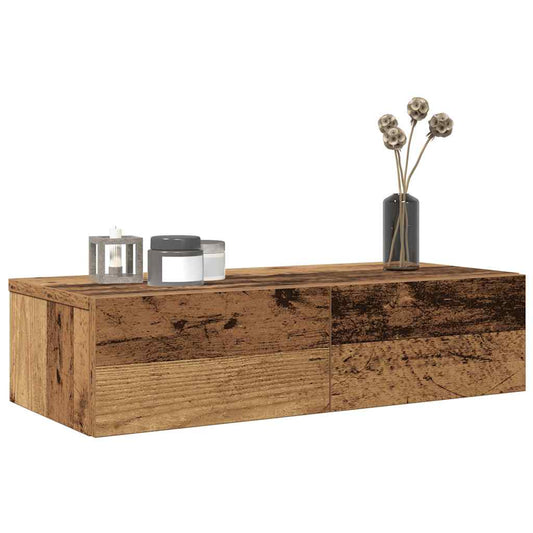 Wall Shelf with Drawers Old Wood 60x26.5x15 cm Engineered Wood