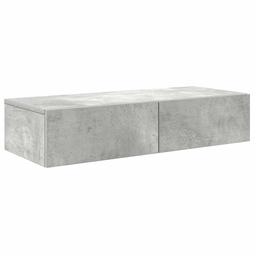 Wall Shelf with Drawers Concrete Grey 80x33x17 cm Engineered Wood